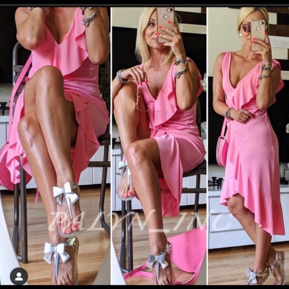 Zara NWT bubble gum pink ruffle dress